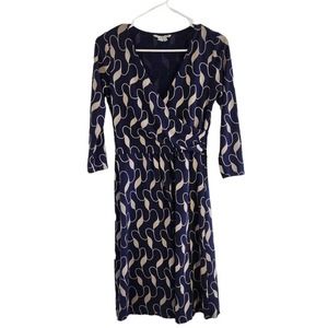 Boden Navy and Cream Midi Dress
